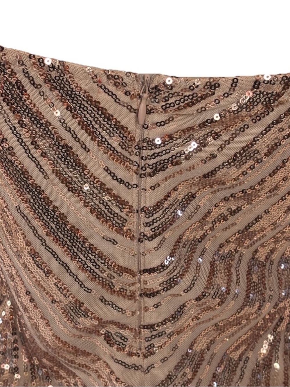 GUESS Beige & Gold Sequin Striped One-Piece Bodysuit Adjustable Straps Size L - Picture 6 of 6